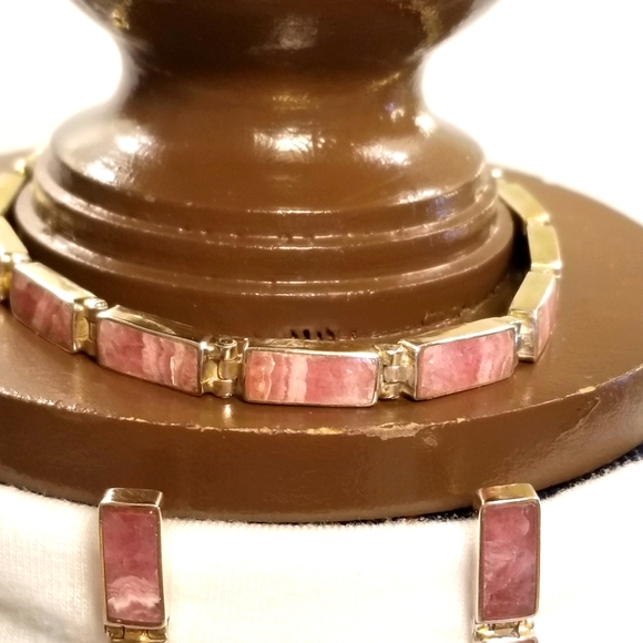NIB Cold Water Creek Rhodochrosite Gold plated over 925 silver bracelet Chile - Picture 2 of 14